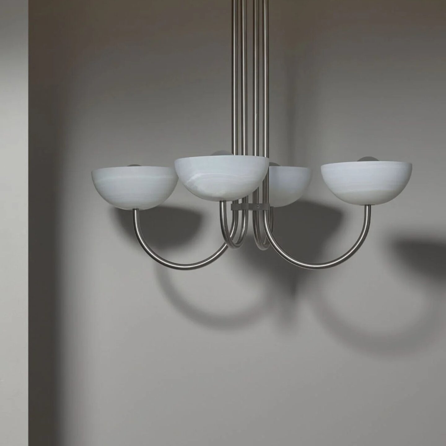 Aurelia Chandelier Narrow White Onyx & Brushed Nickel